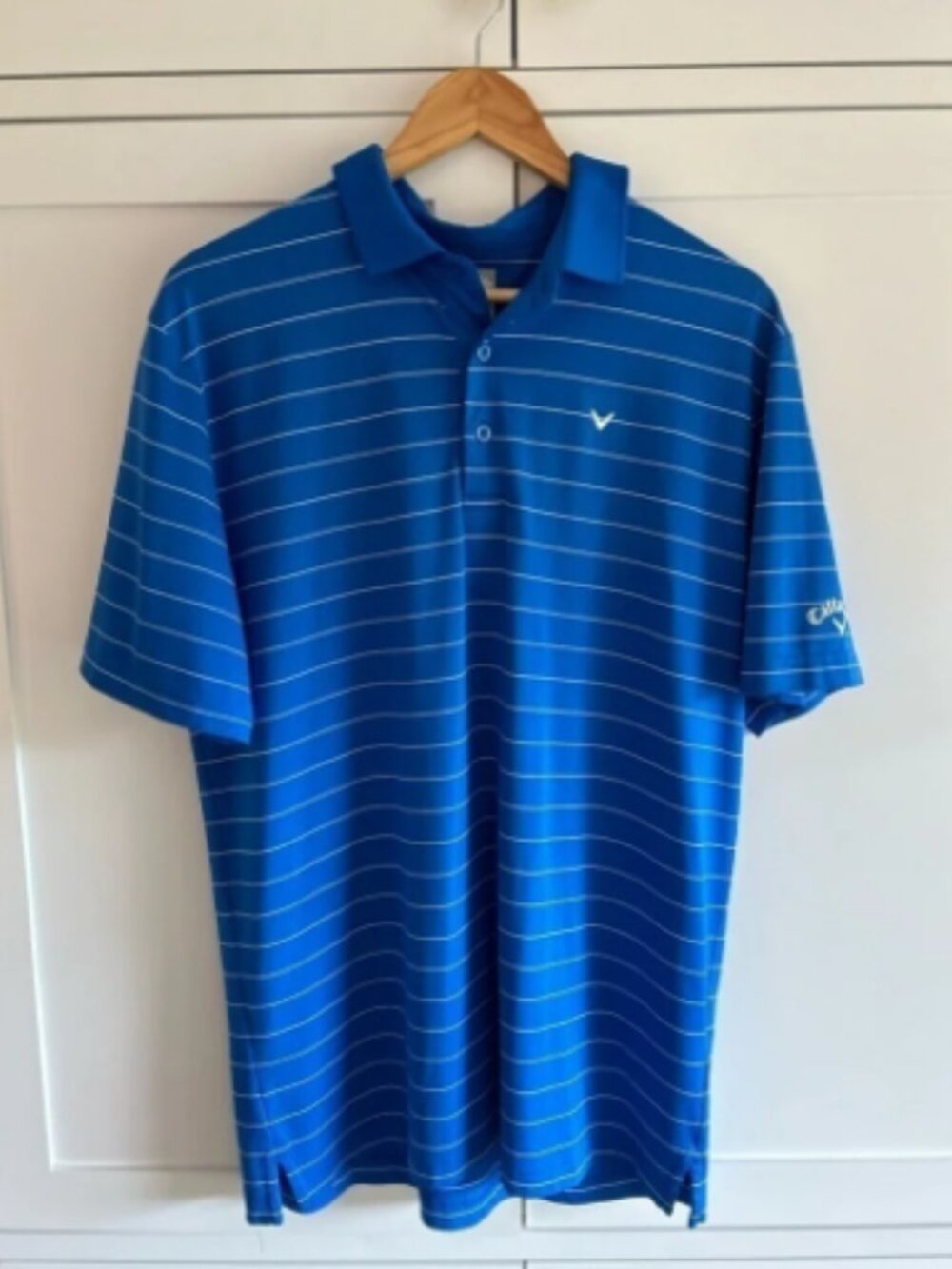 Callaway Opti-Dri Golf Polo Shirt Short Sleeves Striped Blue